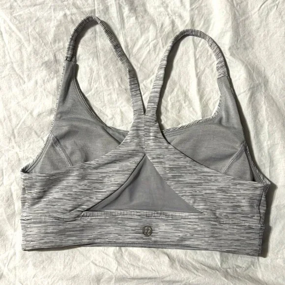 Lululemon Train Times Bra Sports Yoga Gym Activewear Wee Space Grey White Size 4 - Picture 5 of 9